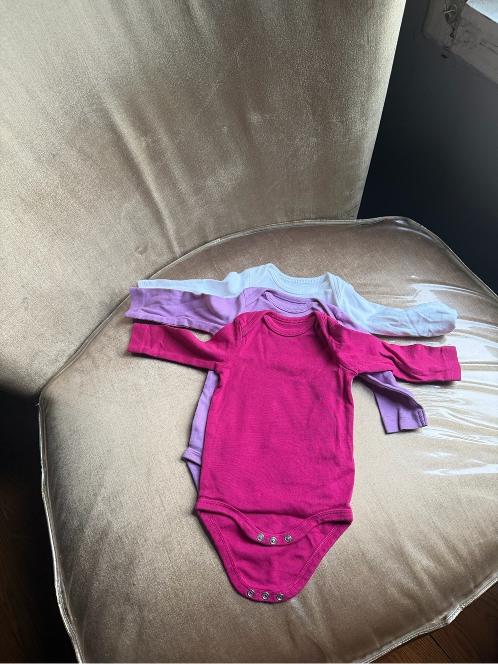 Primary Long Sleeve Bodysuit Set - Hot Pink, Lavender, White